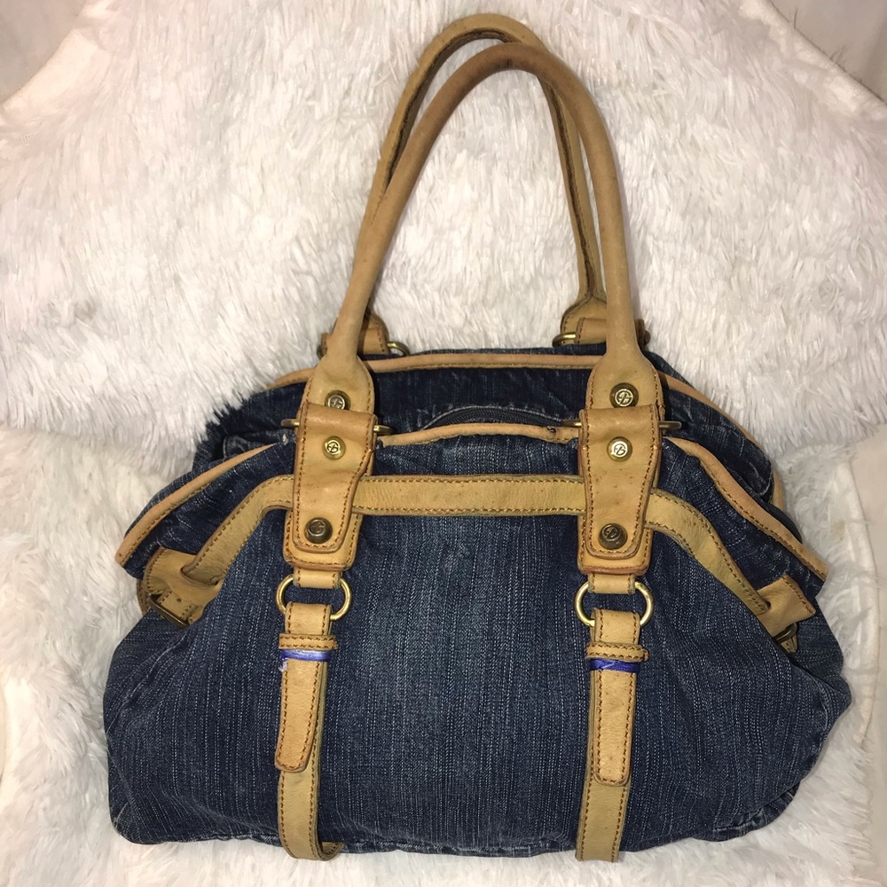 Francesco Bisasia denim and leather satchel